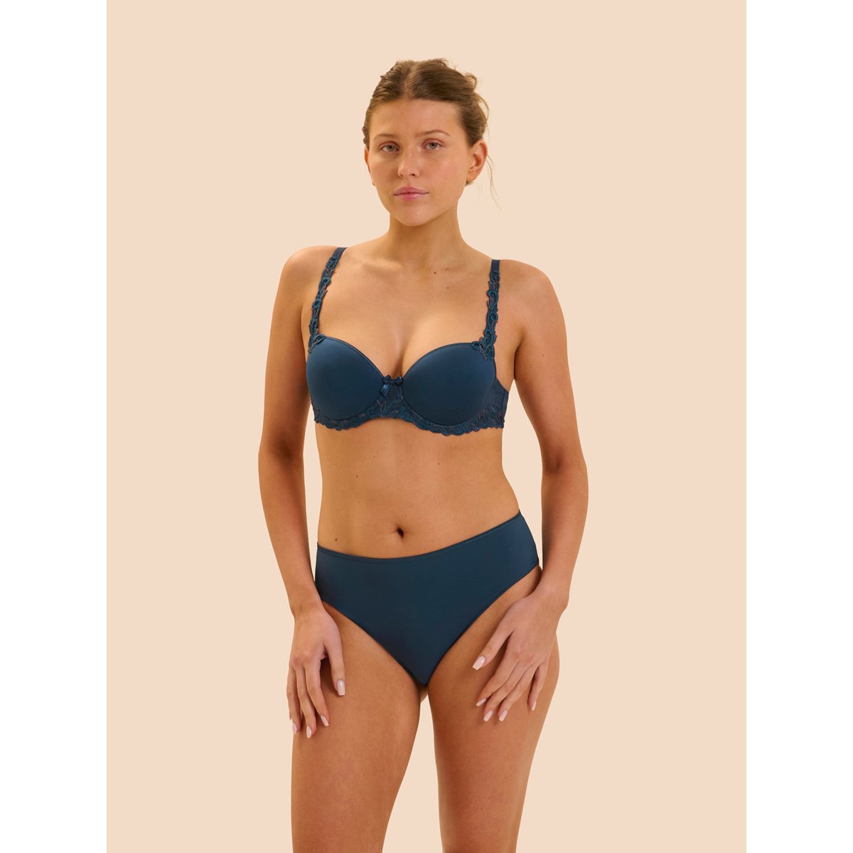 Soutien-gorge décolleté carré en spacer 3D, ANDORA bleu pétrole, SIMONE PERELE