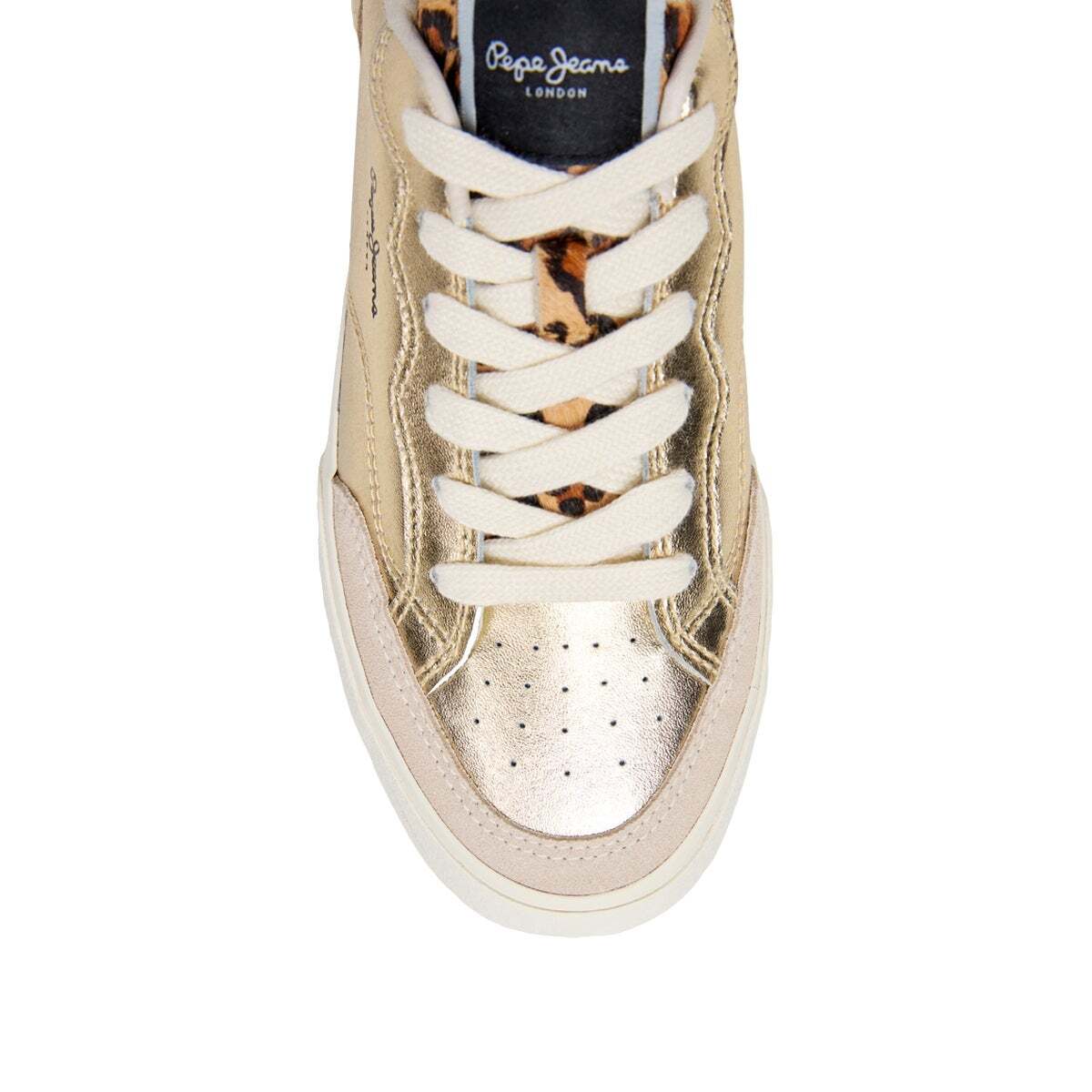 Milan - Baskets Dorées Avec Détails Imprimé Animal or, PEPE JEANS