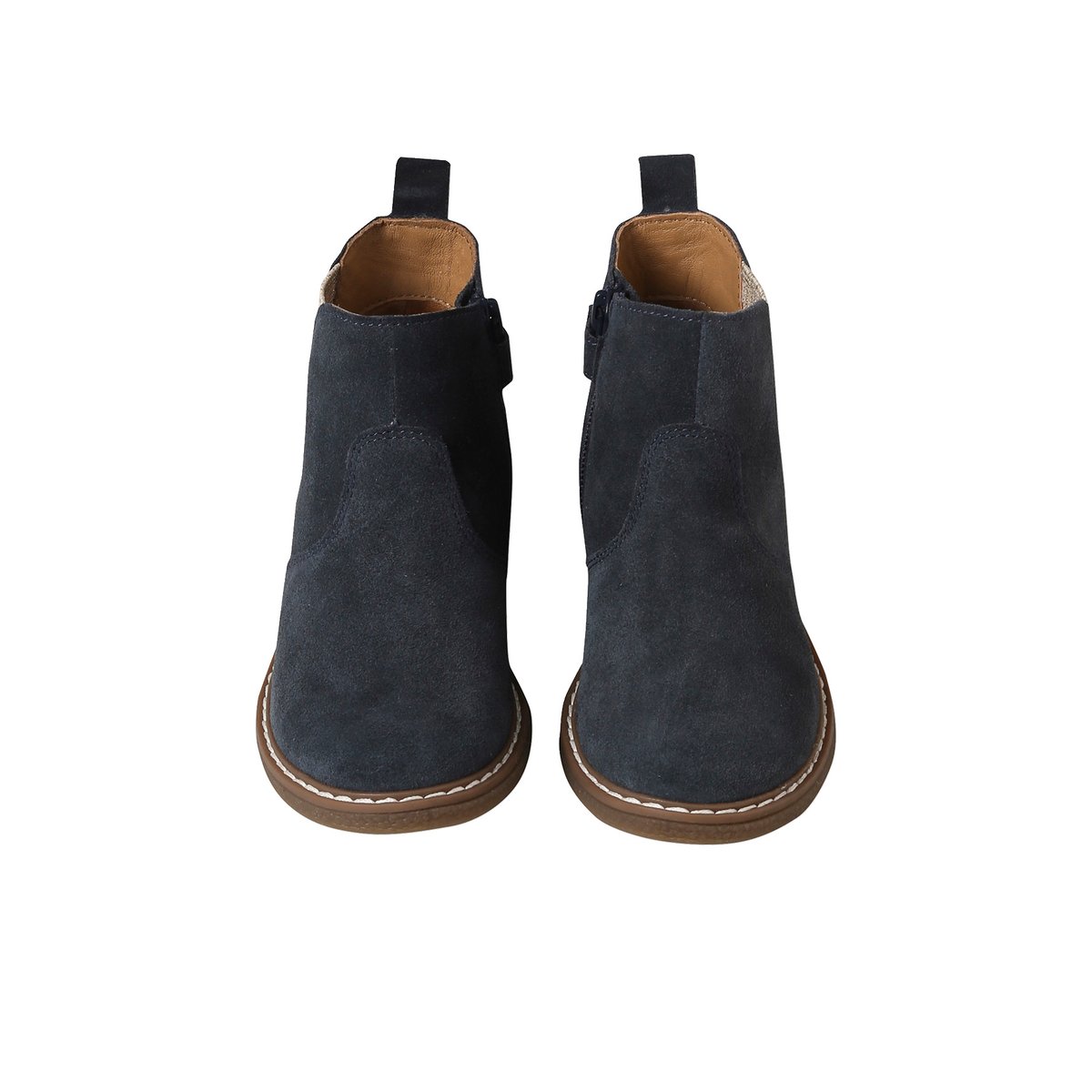 Boots cuir élastiquées marine, VERTBAUDET