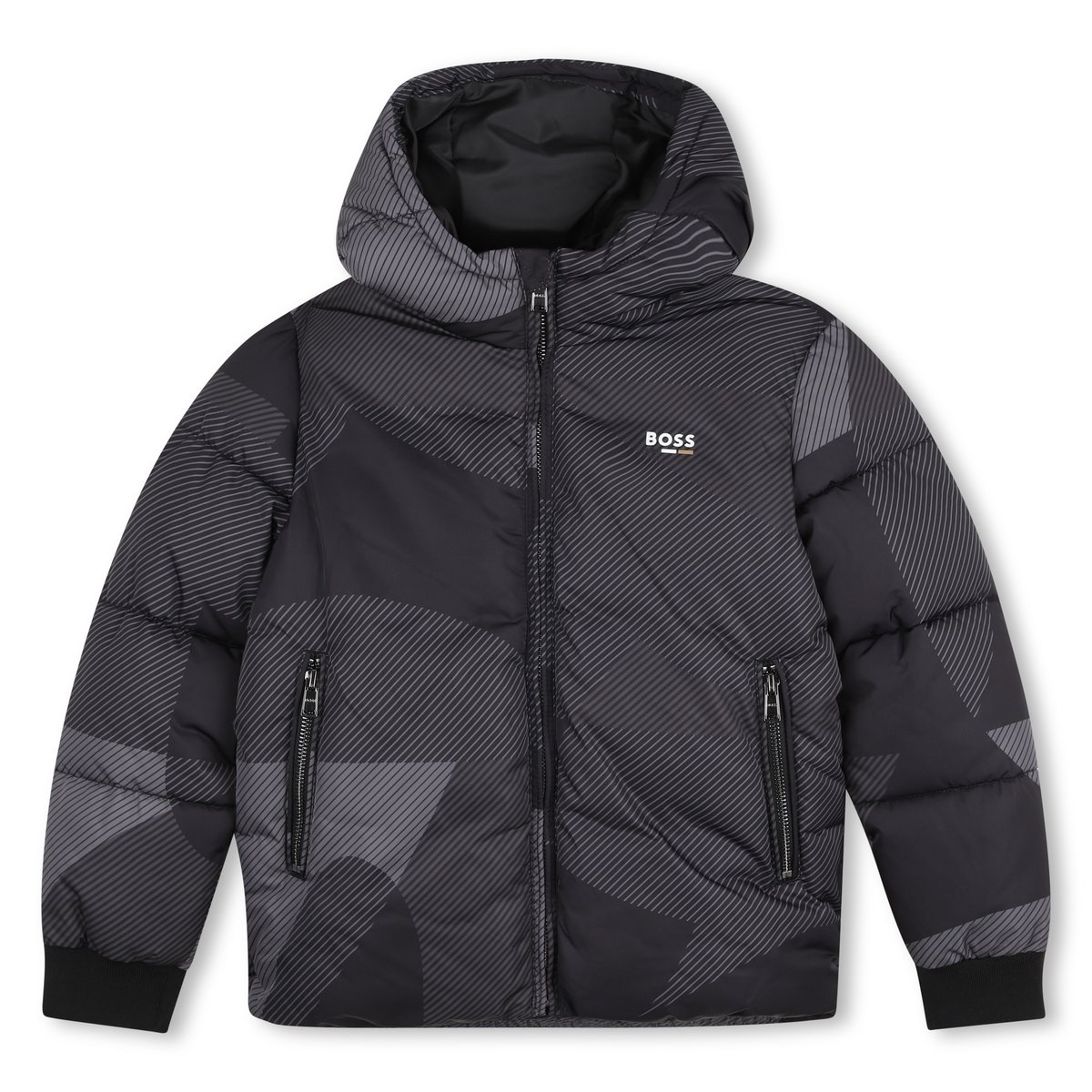 Doudoune à capuche black, BOSS KIDSWEAR