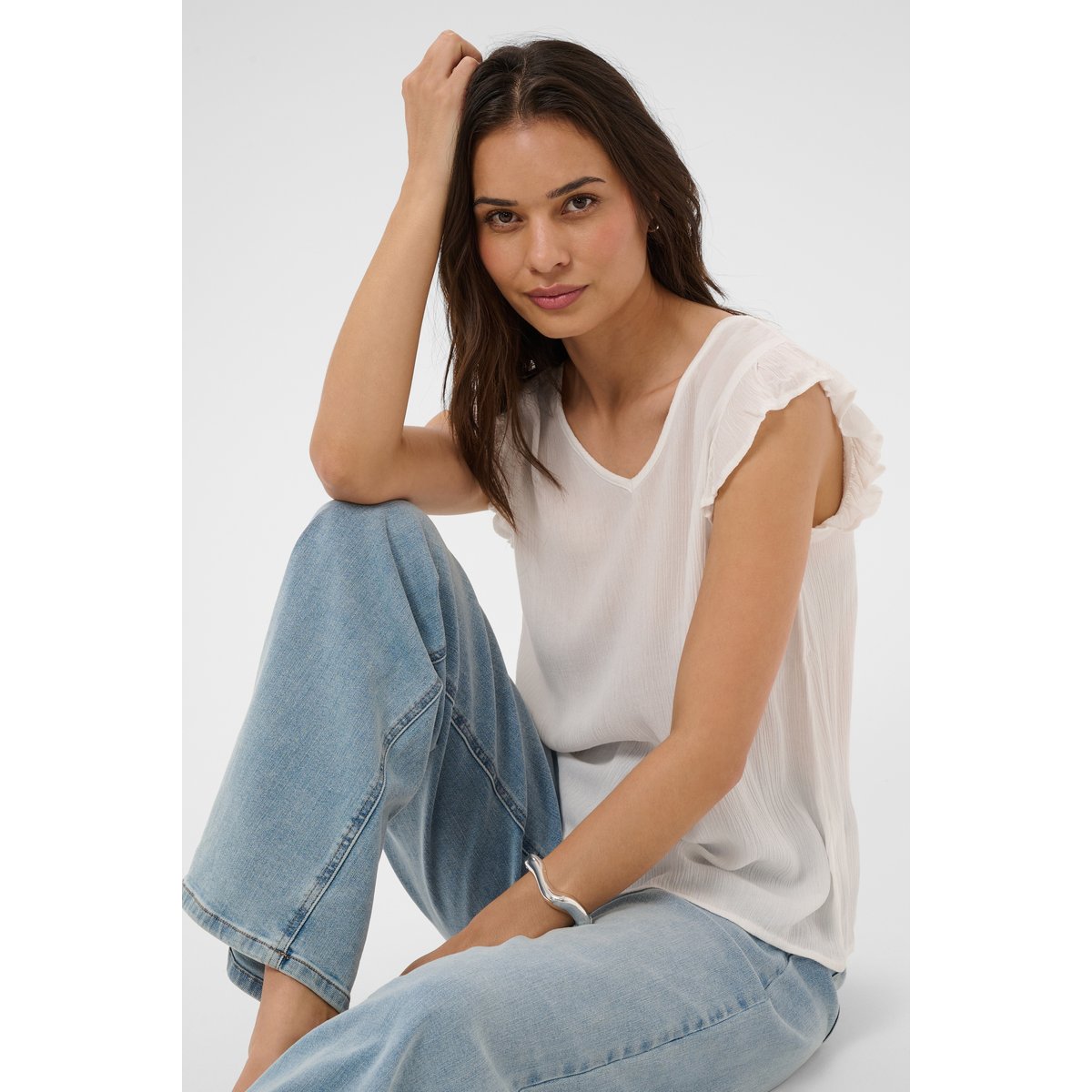 Blouse à manches courtes blanc chalk, KAFFE