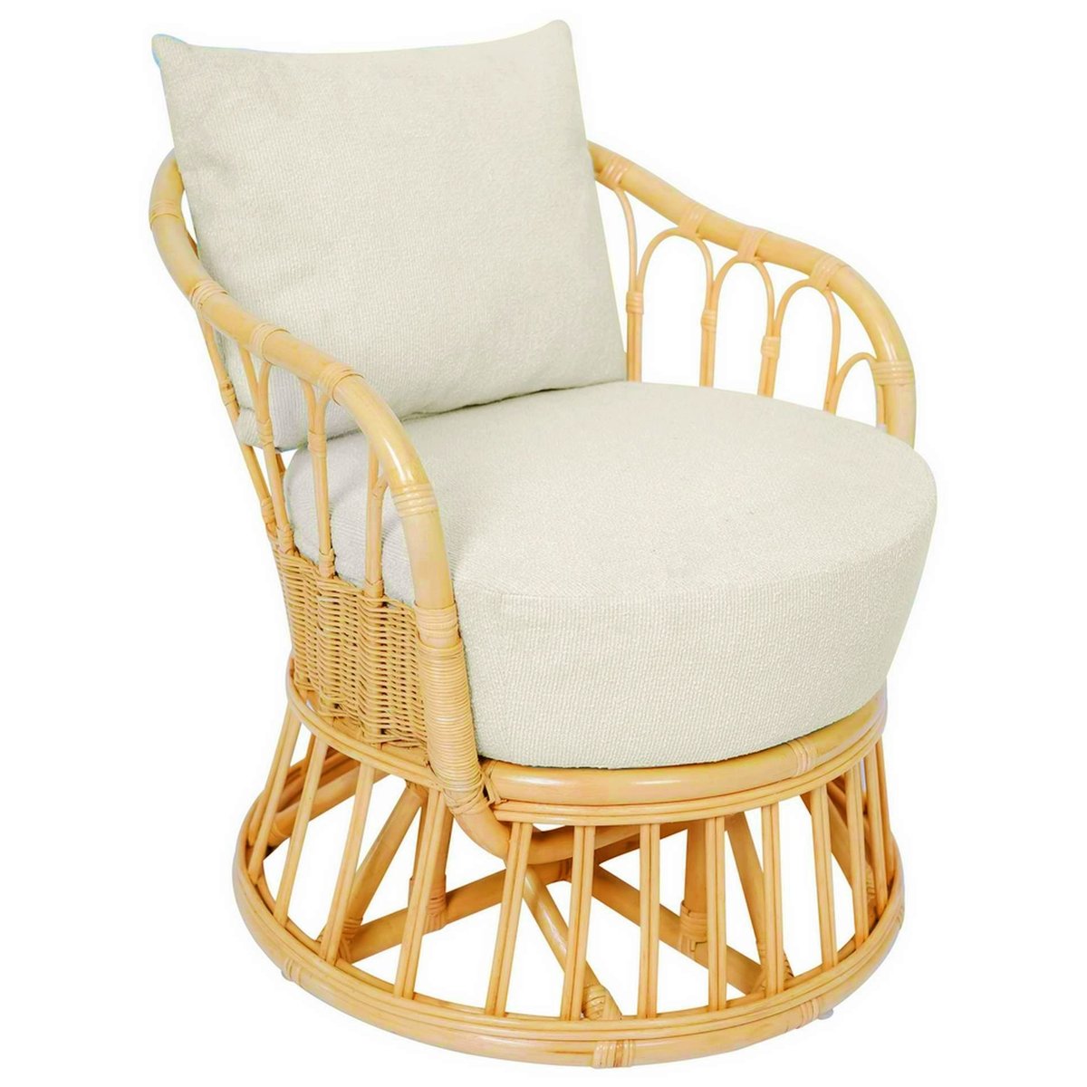 Fauteuil en rotin naturel et tissu, PALOPO beige, NORDLYS