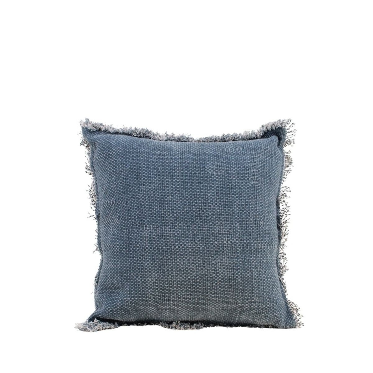 Coussin effet à franges 40x40cm bleu, ORNAMI