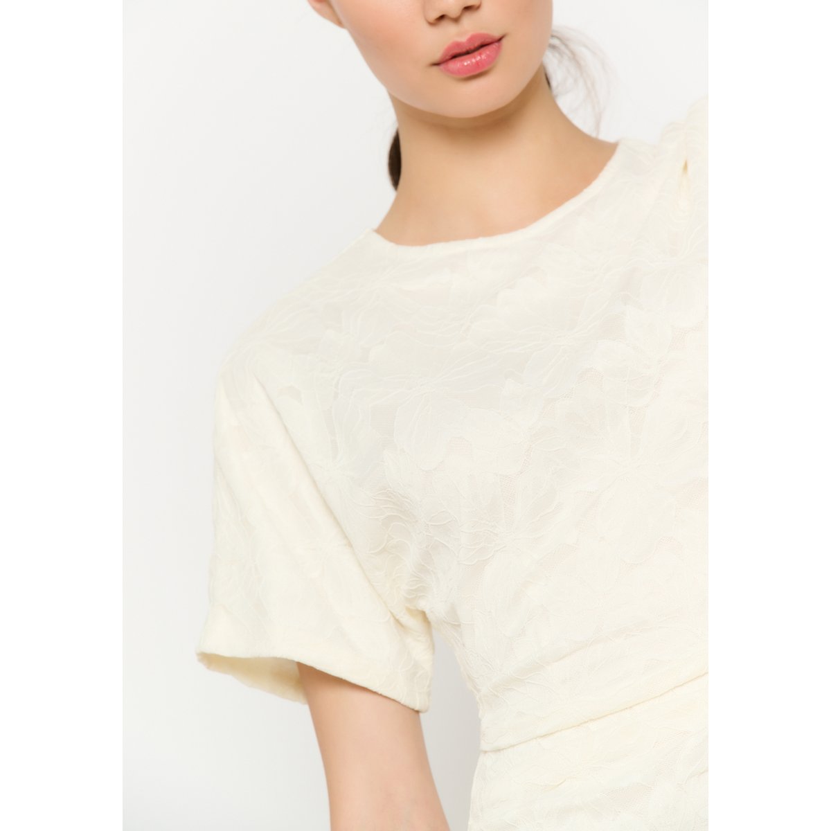 Robe midi texturée ecru peach, LOLALIZA
