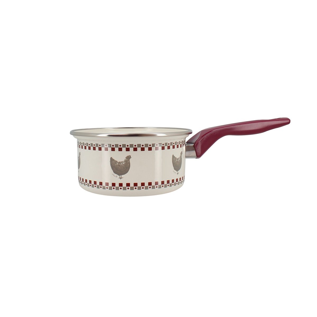 Casserole en acier émaillé, GALLINA beige et rouge, MENASTYL