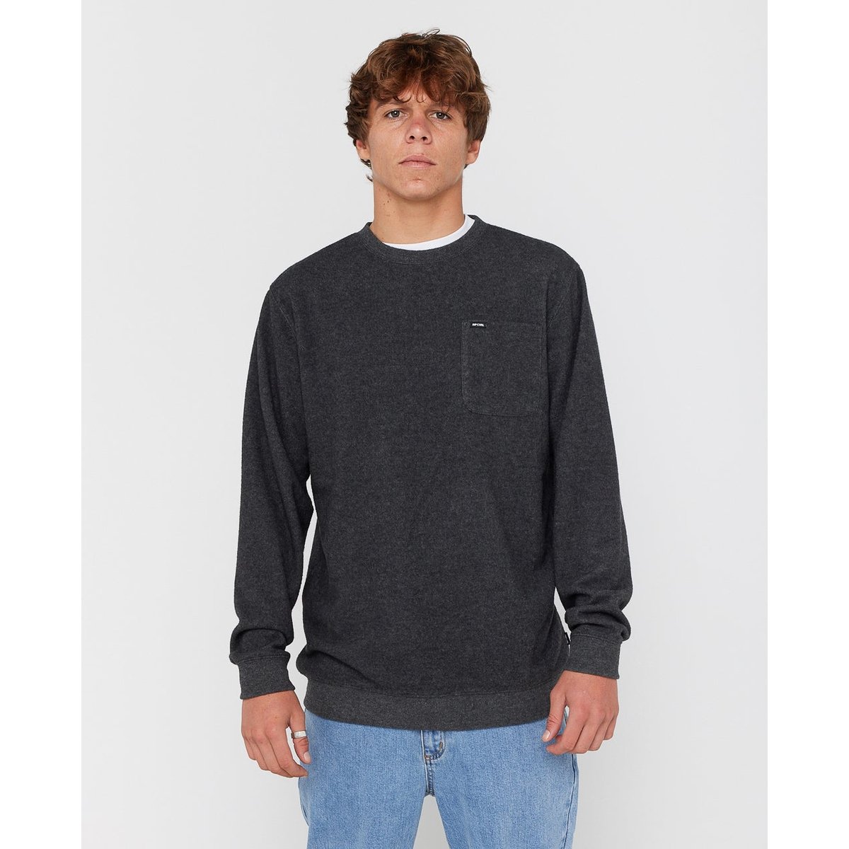 Sweat col rond Grid noir marbré, RIP CURL