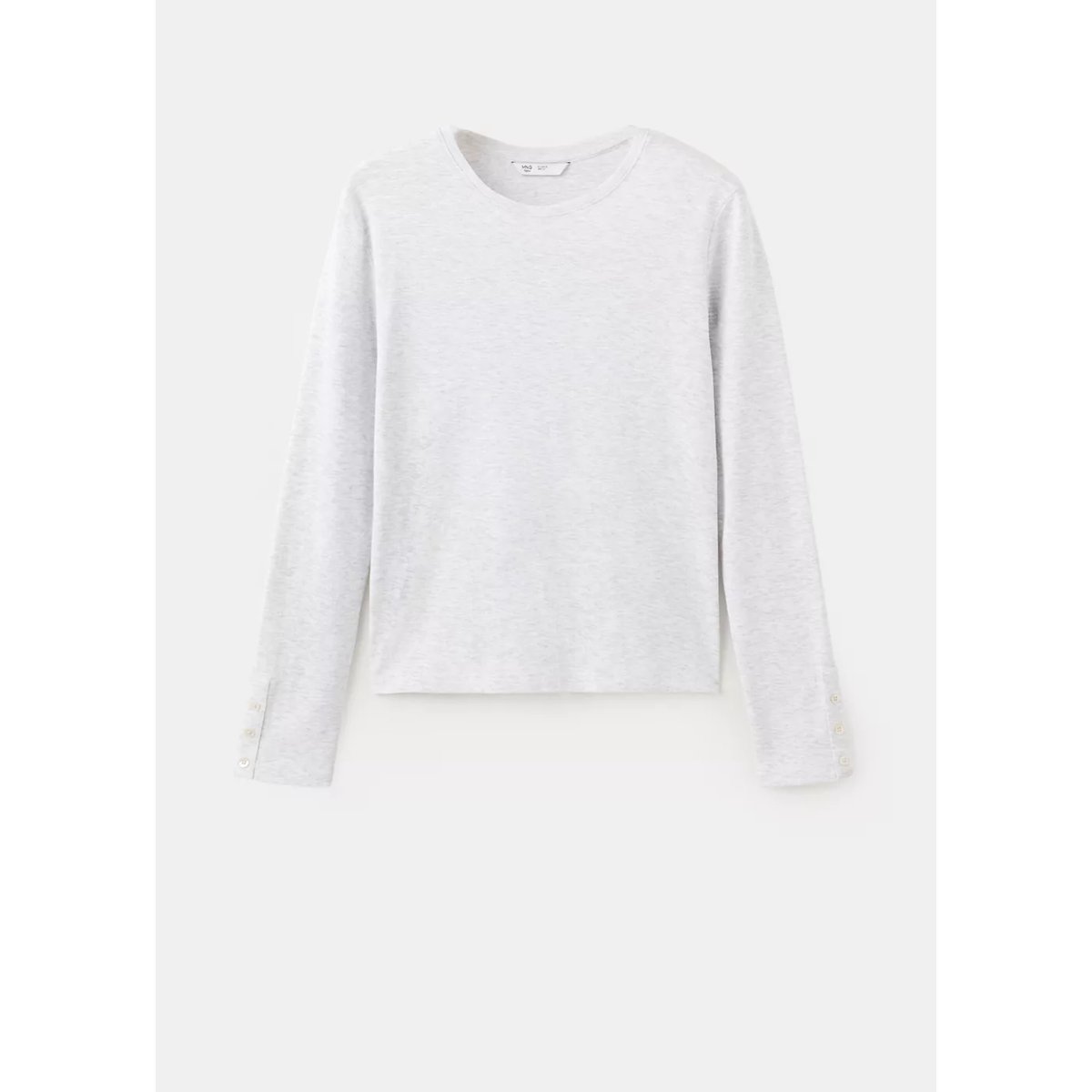 T-shirt à manches longues avec boutons décoratifs gris chiné clair, MANGO TEEN