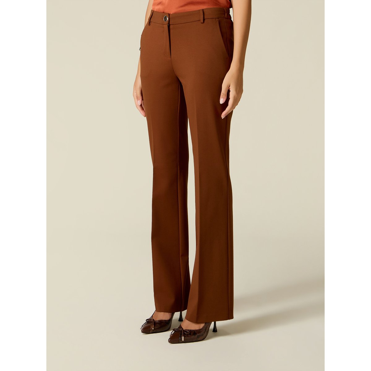 Pantalon coupe droite marron, OLTRE