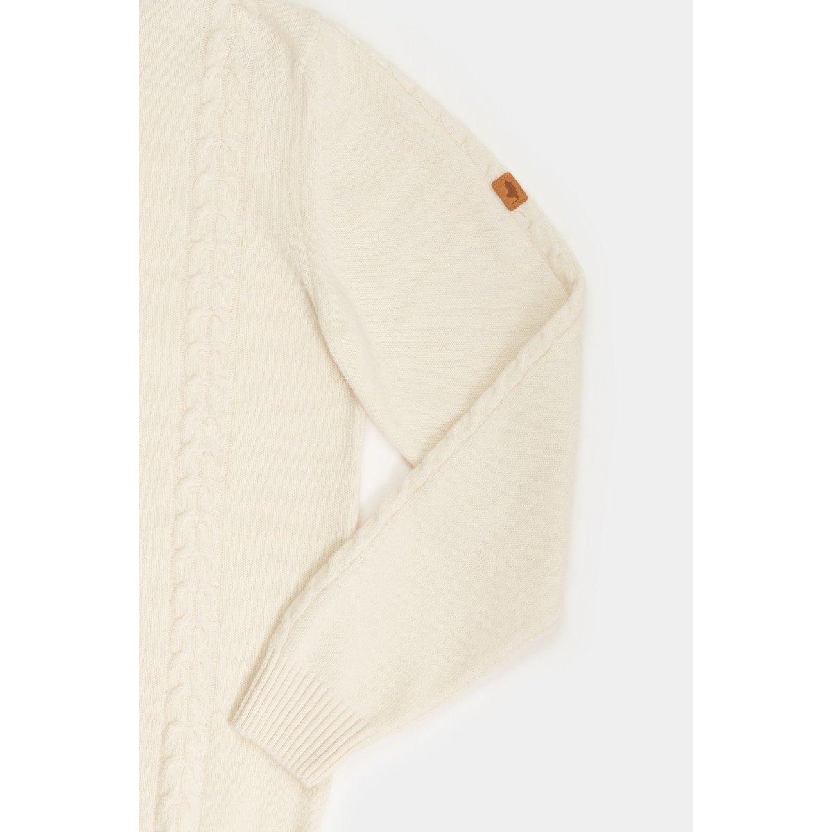 Pull col montant boutonné et torsades ecru, MCS