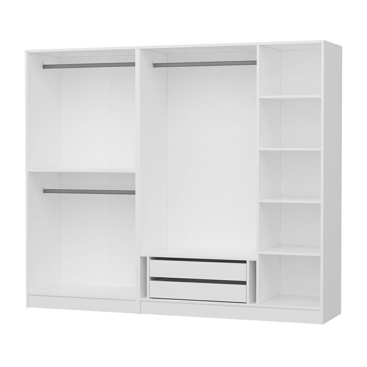 Armoire penderie blanche à moulures, 5 portes 2 miroirs BYRON blanc, PIER IMPORT