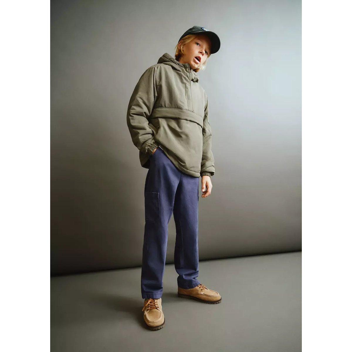 Anorak matelassé à capuche kaki, MANGO KIDS