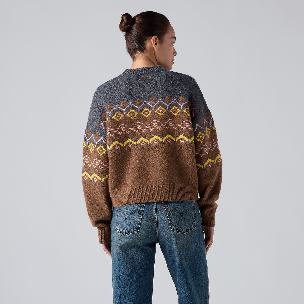 Pull jacquard col rond camel, LEVI'S