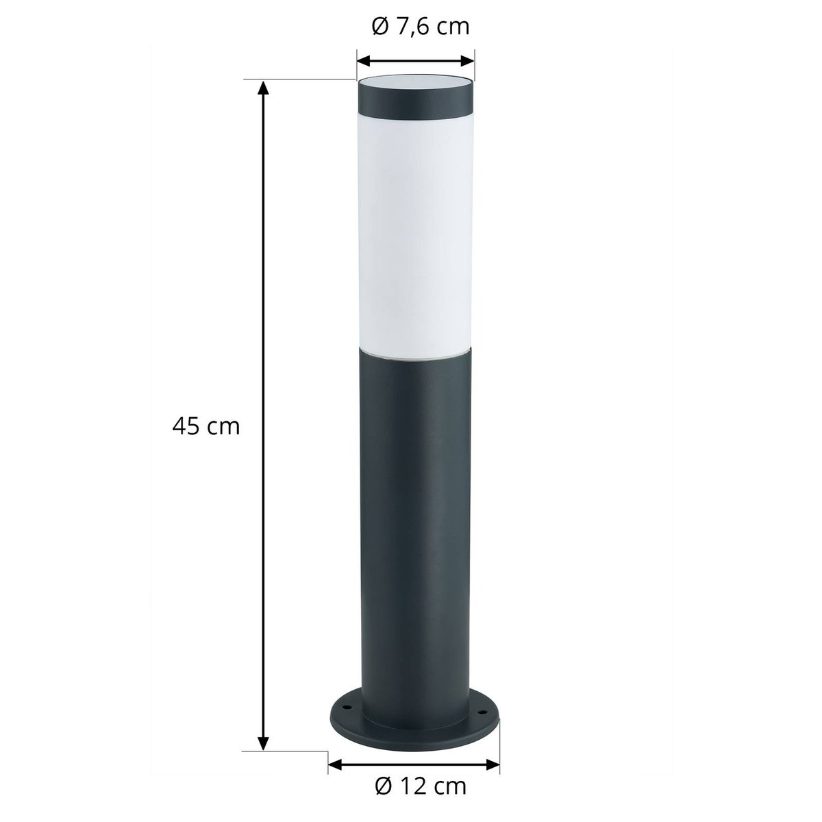 Luminaire extérieur en inox moderne, Statius anthracite, opale, LINDBY