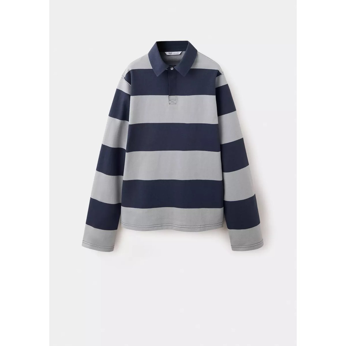 Sweat rayures col polo gris, MANGO TEEN