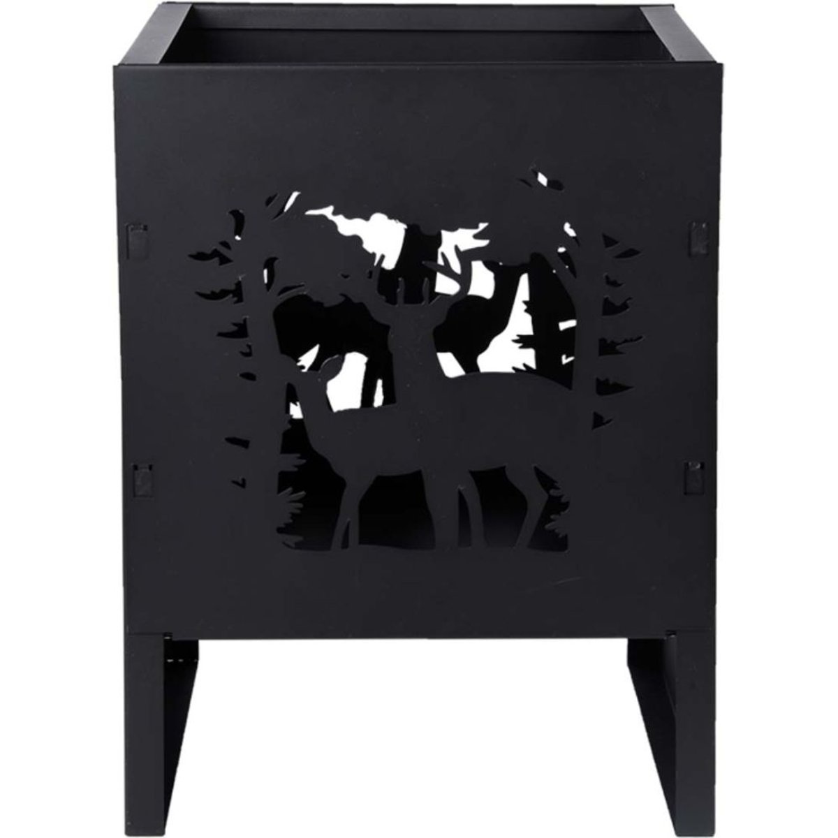 Brasero en acier découpe laser Cerfs Carré black, FANCY FLAMES