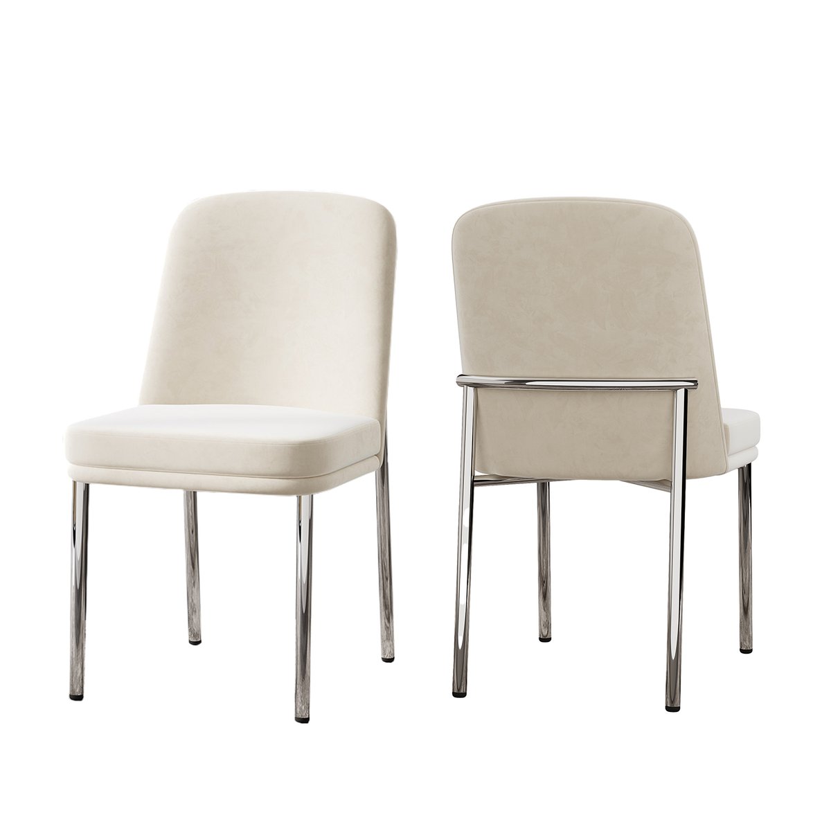 Lot de 2 chaises de salle à manger en velours avec pieds métal, DUORAUC beige, MEUBLES COSY