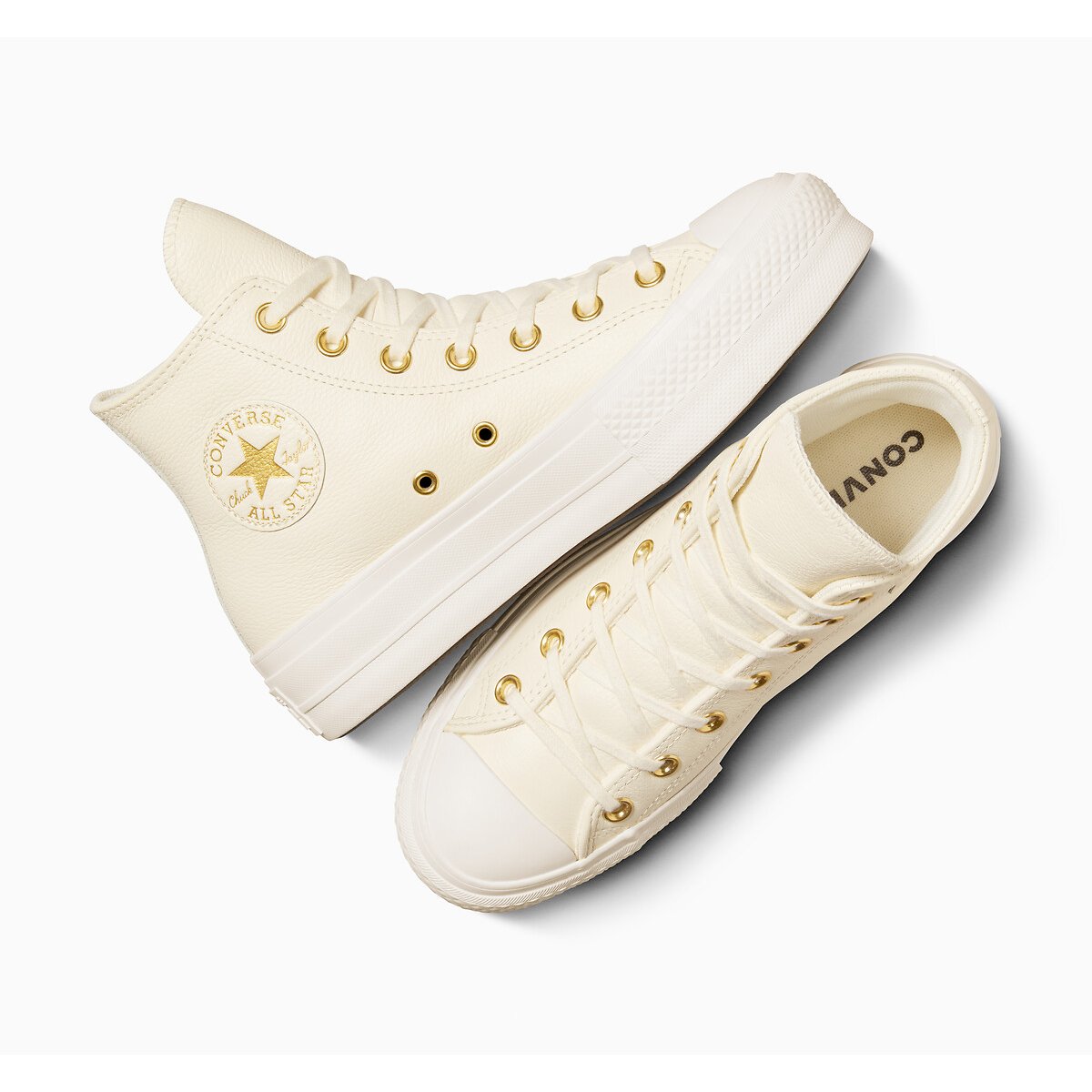 All Star Lift Hi Mono Leather Trainers ecru , CONVERSE