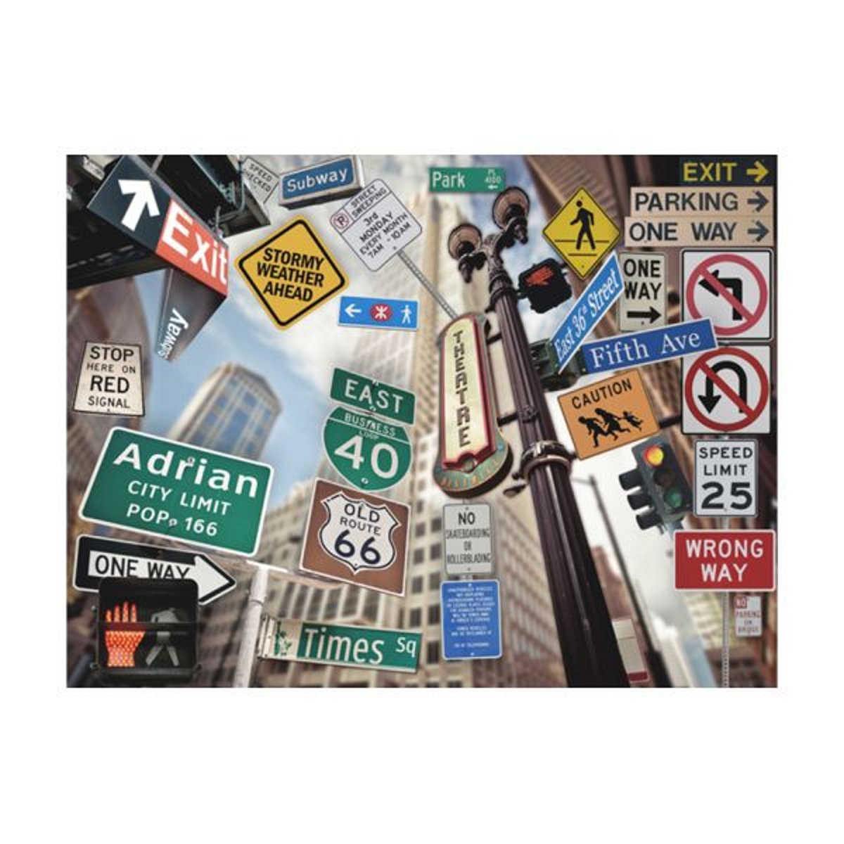 Papier peint intissé panoramique Street art Panneaux de signalisation à New York multicouleur, EDEN