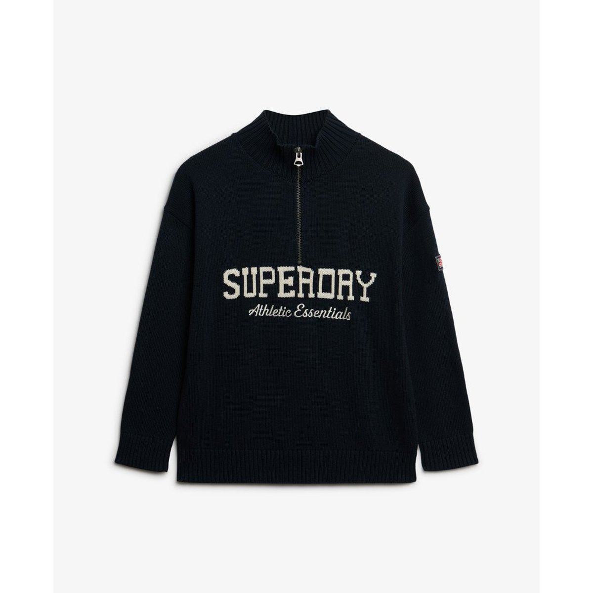 Pull à demi-zip graphique décontracté bleu marine éclipse, SUPERDRY