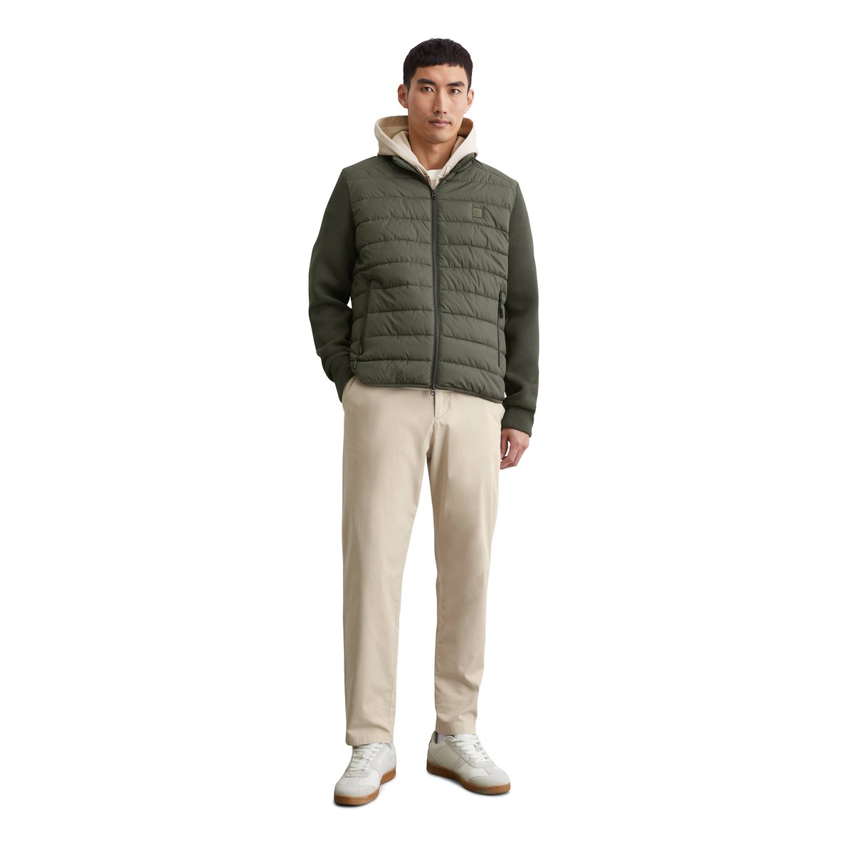 Veste matelassée regular avec manches scuba souples vert foncé, MARC O'POLO