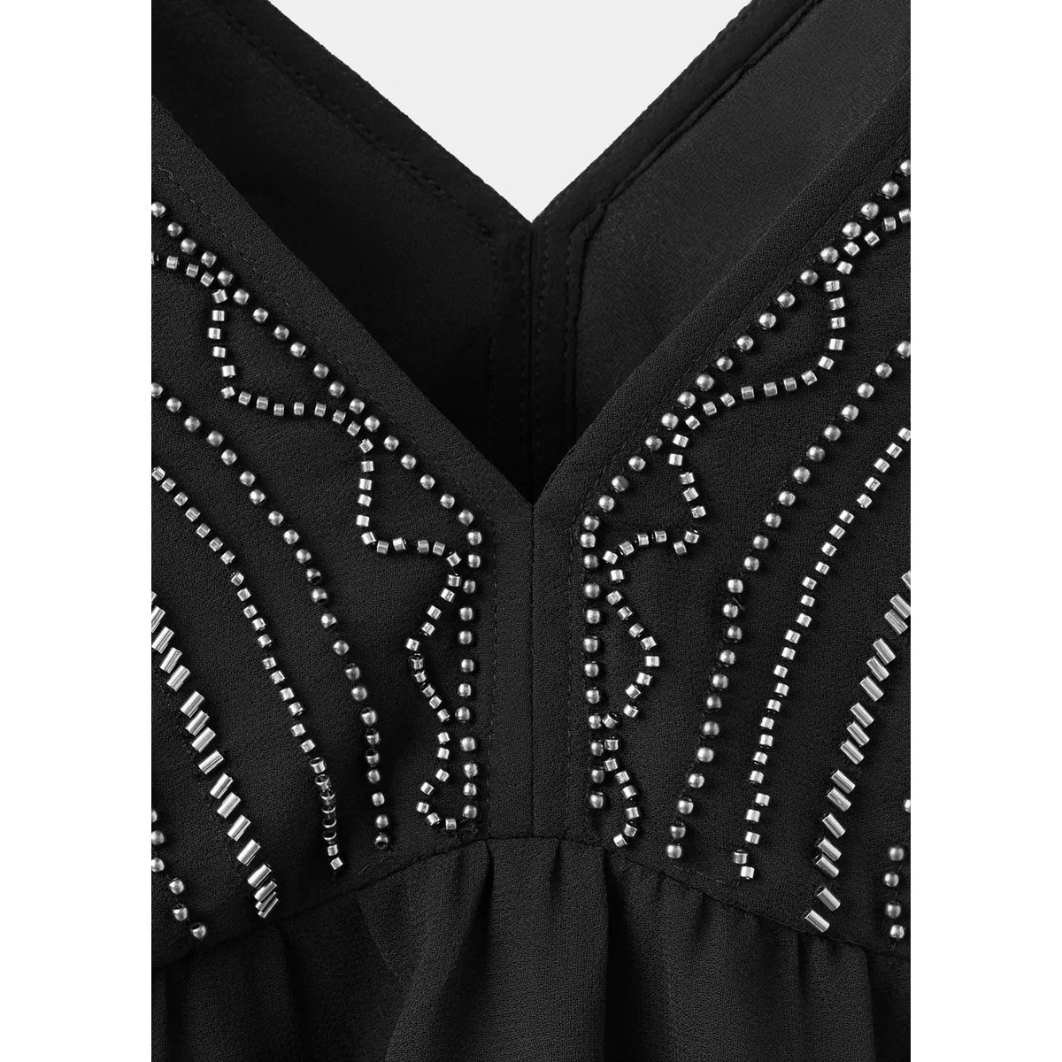 Top bretelles détail perles noir, MANGO TEEN