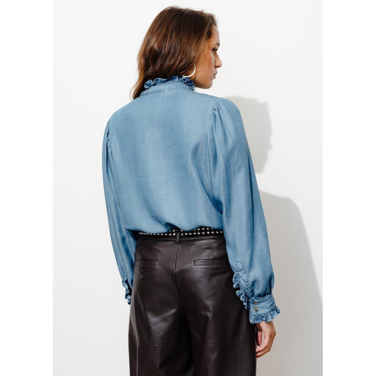 Chemise volantée en lyocell jean moyen, PROMOD