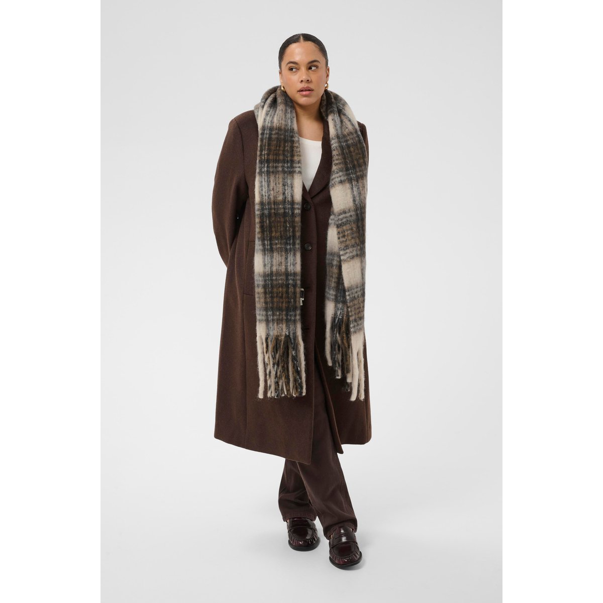 Écharpe blanc noir offwhtie/black check, KAFFE CURVE