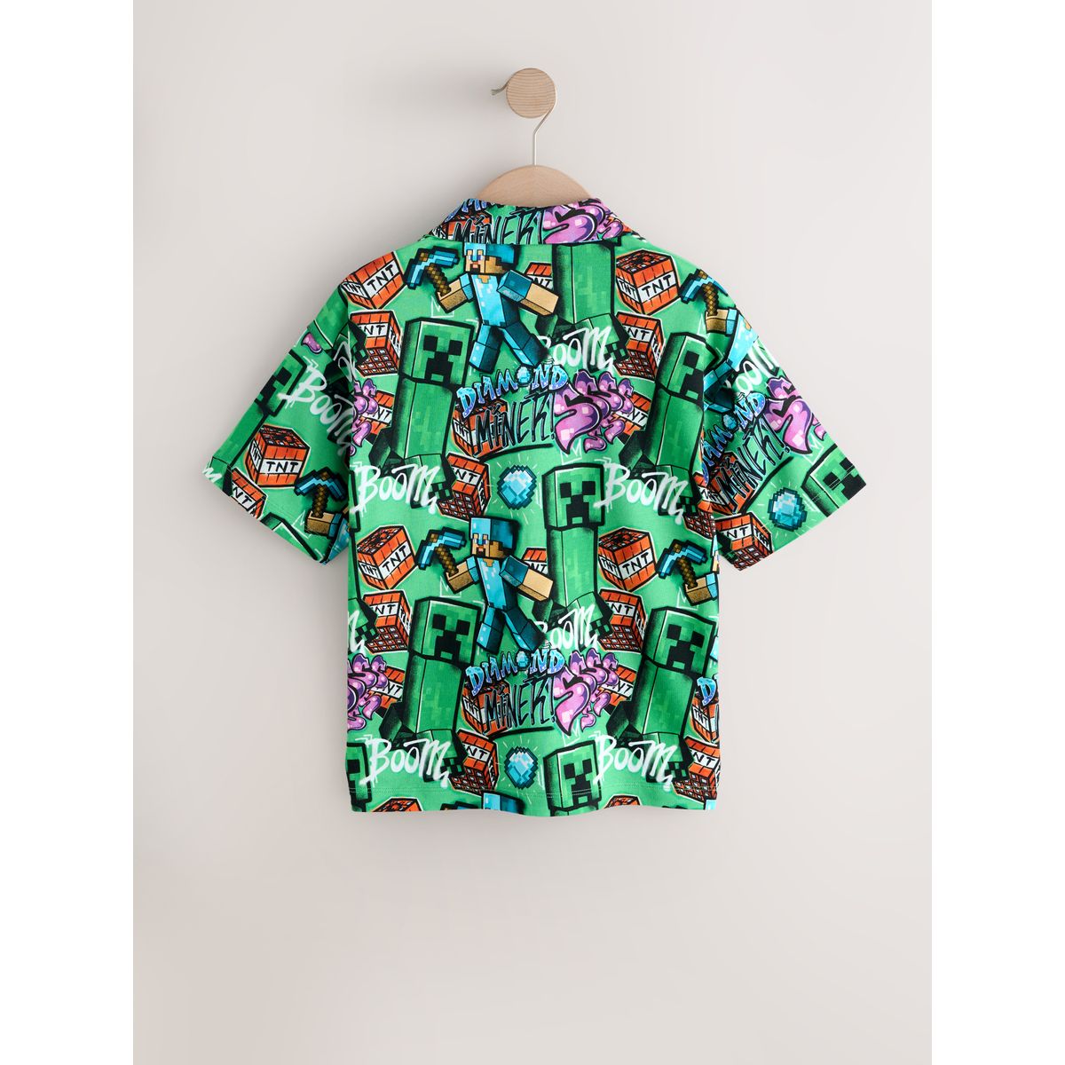 Chemise en jersey à manches courtes minecraft imprimé vert sur toute la surface, NEXT