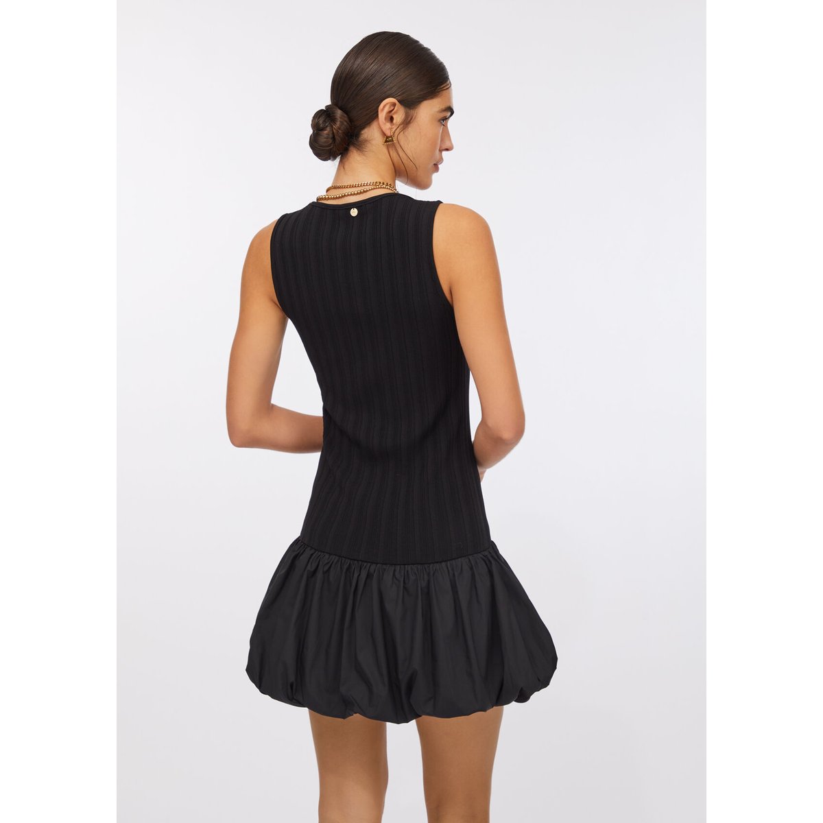 Robe courte en maille et popeline noir, LIU JO