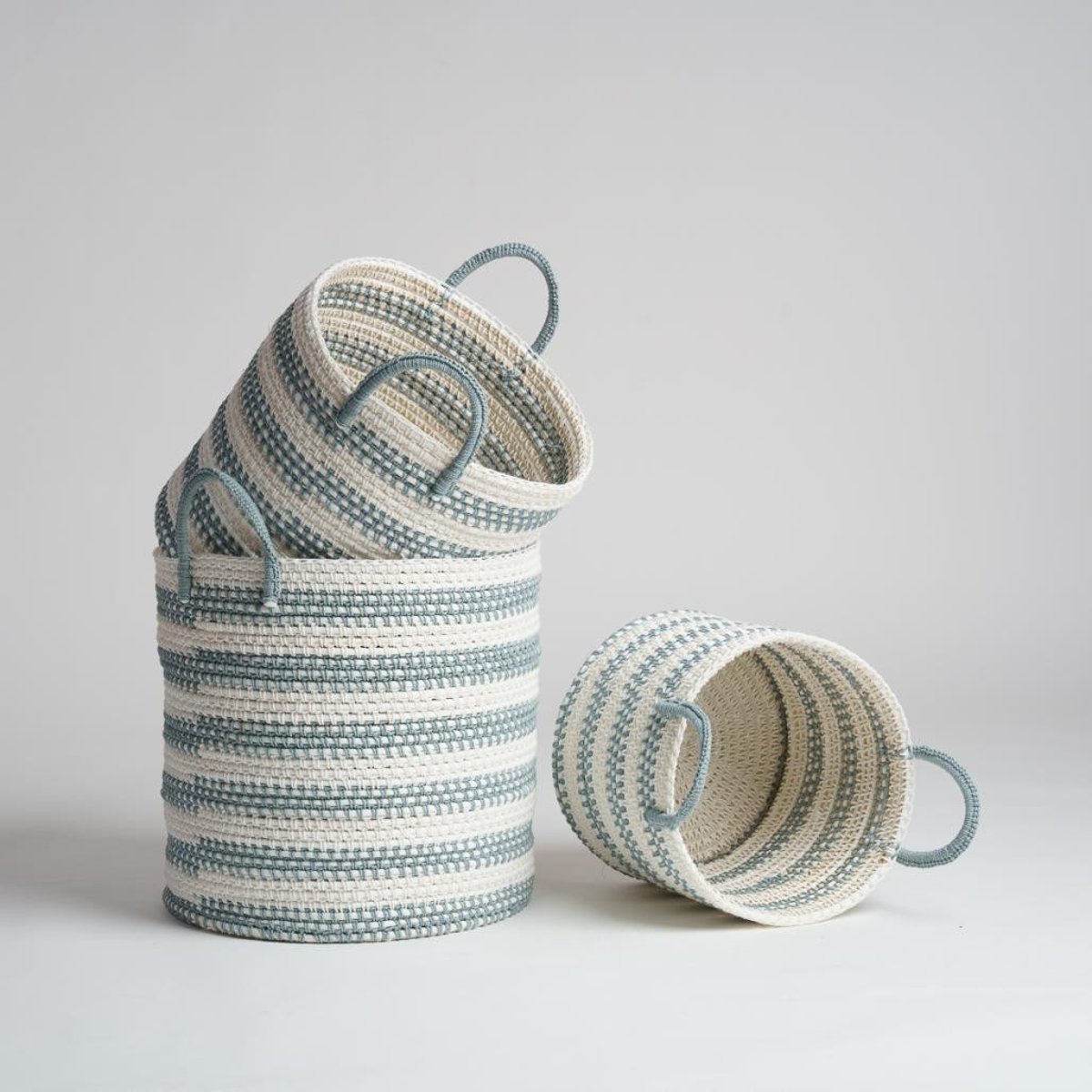 Panier de rangement en corde gris et écru L GUAPA gris, WANDA COLLECTION