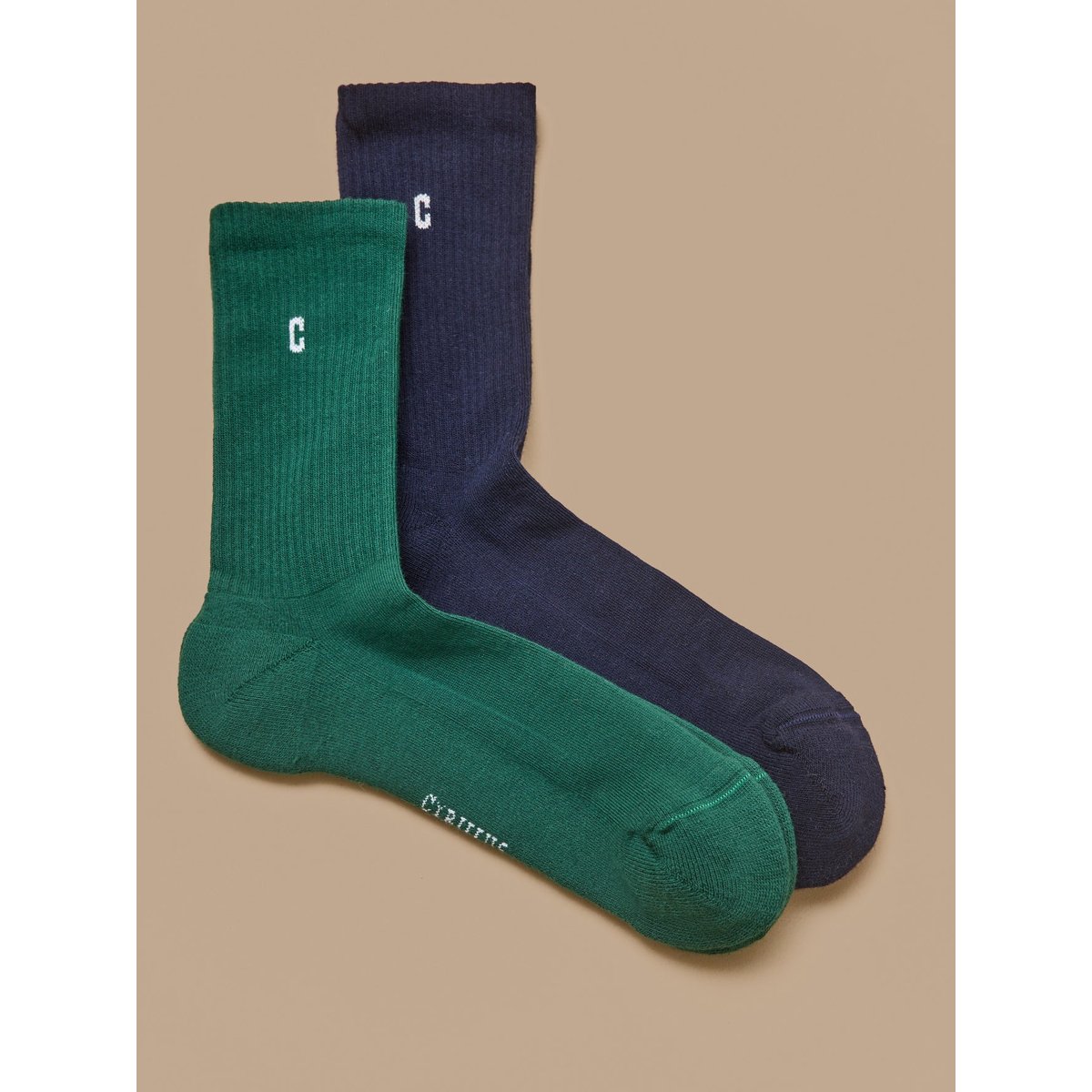 Chaussettes : lot de 2 - Cyrillus X les 3 Tricoteurs marine / vert, CYRILLUS