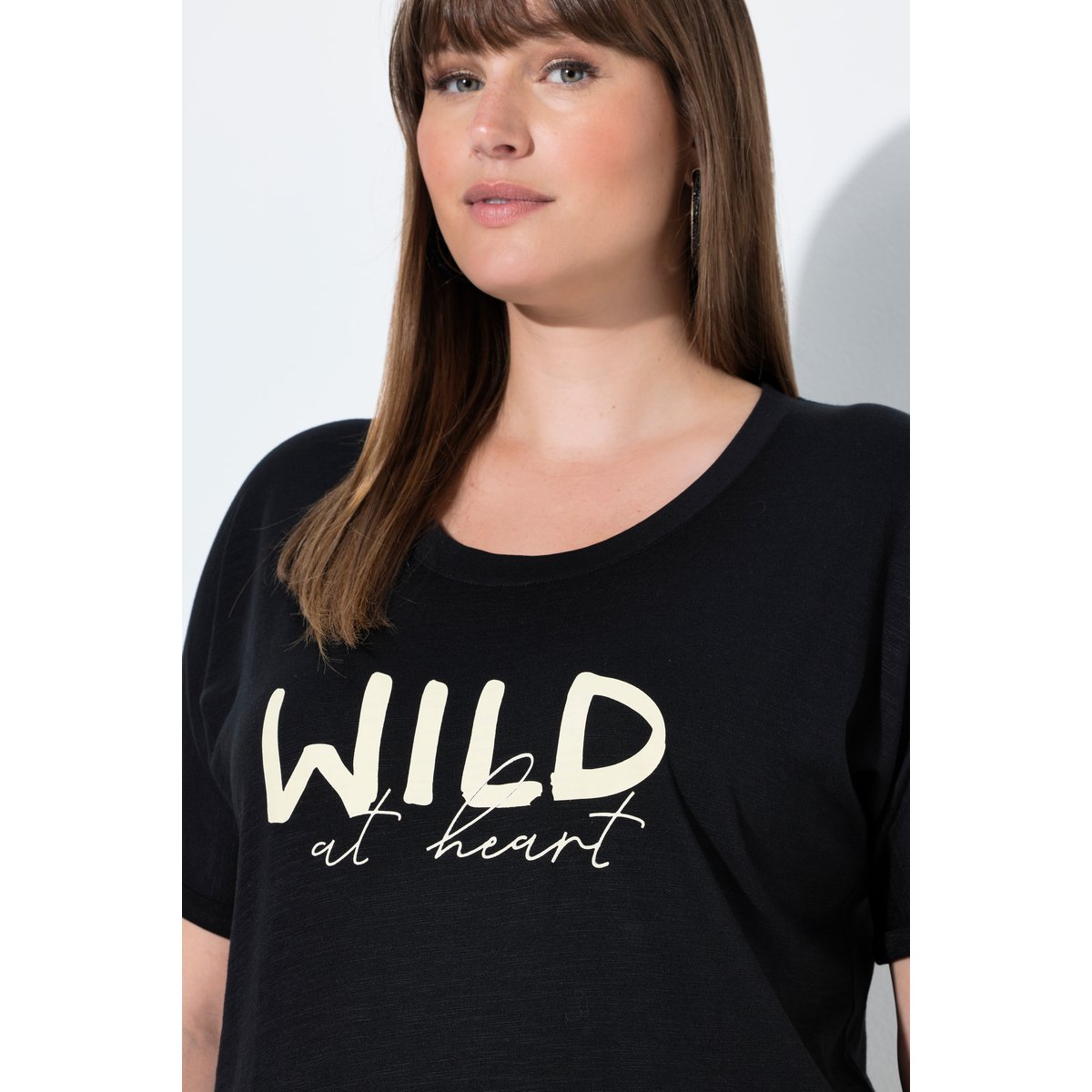 T-shirt oversize, message « Wild at heart » noir, ULLA POPKEN