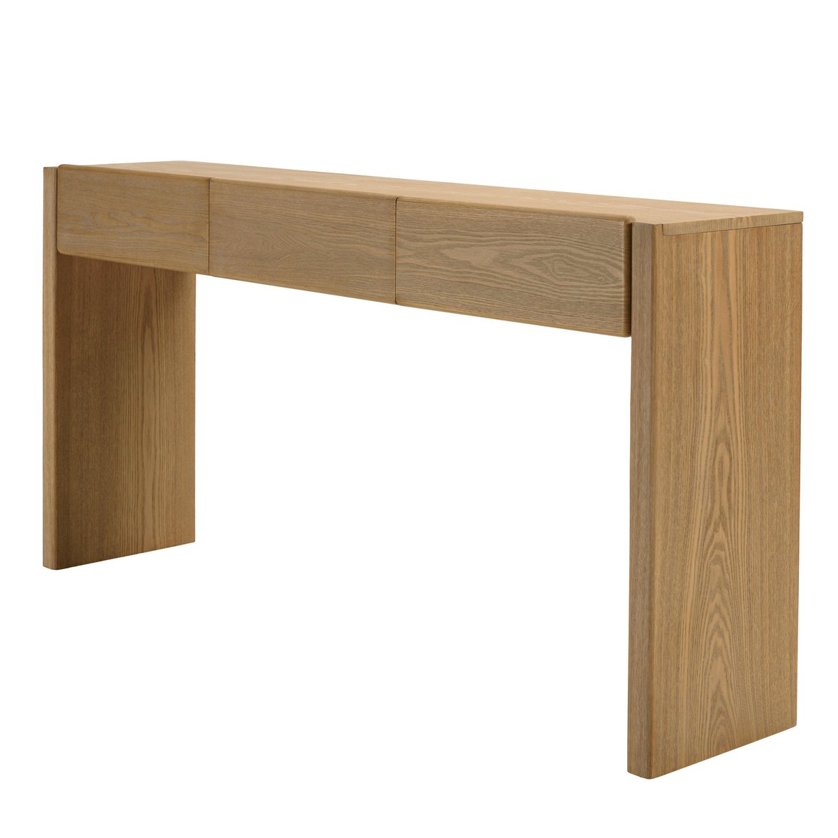 Console couleur naturelle 3 tiroirs design arrondi VELAR bois naturel, PIER IMPORT