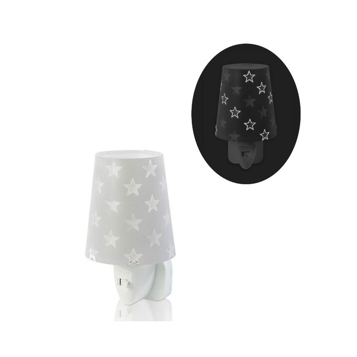 Veilleuse phosphorescente Stars Grise gris, étoiles blanches, DALBER