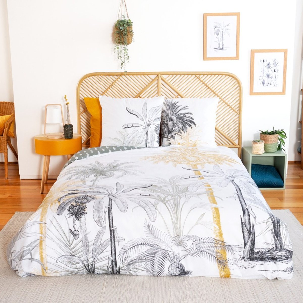 Housse de couette réversible 240x220 SOLI + 2 taies 100% coton adouci 57 fils/2 blanc, DECORATIE