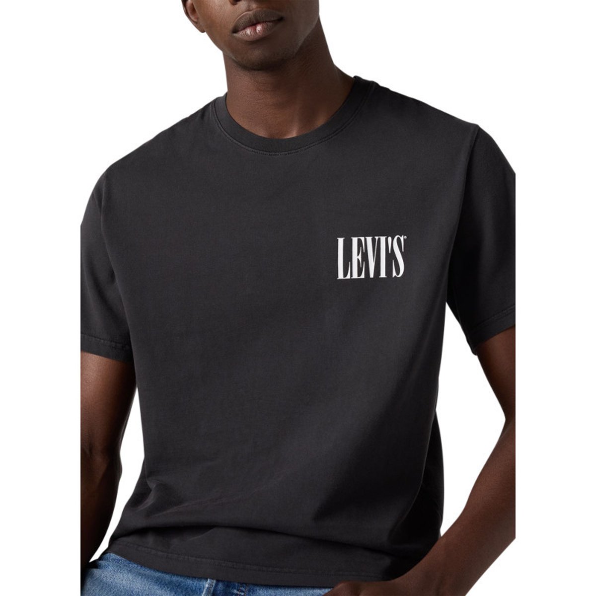 T-shirt en coton noir uni à coupe légèrement oversize avec le nom de la marque noir, LEVI'S