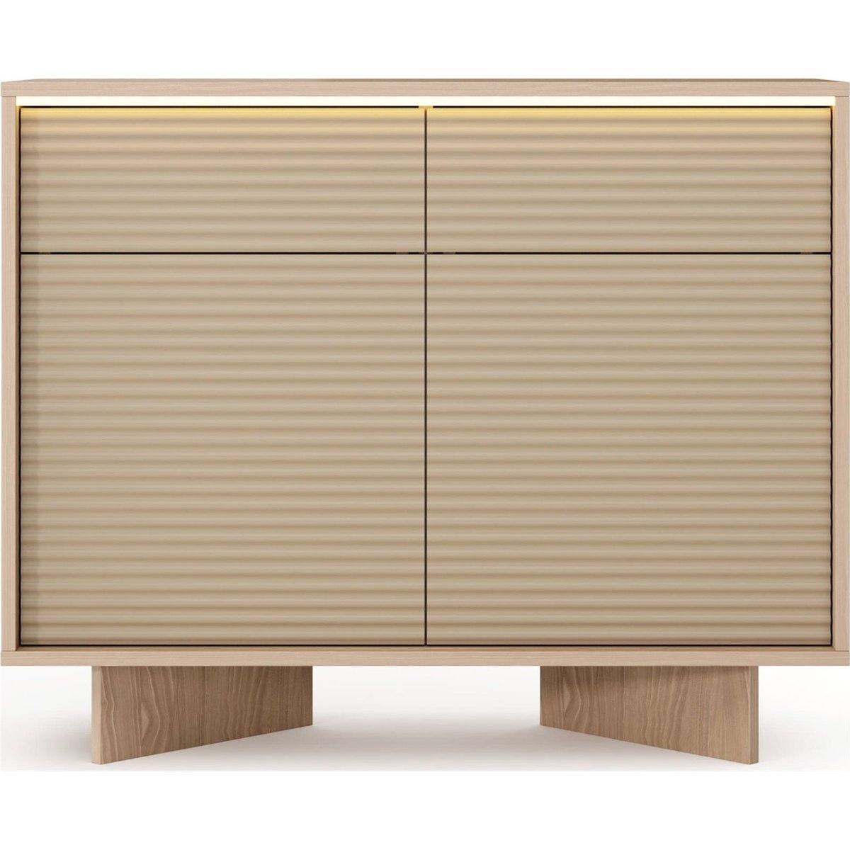 Commode cannage rainuré collection SEMI bois bolivar naturel et cappuccino mat, RECOLLECTION