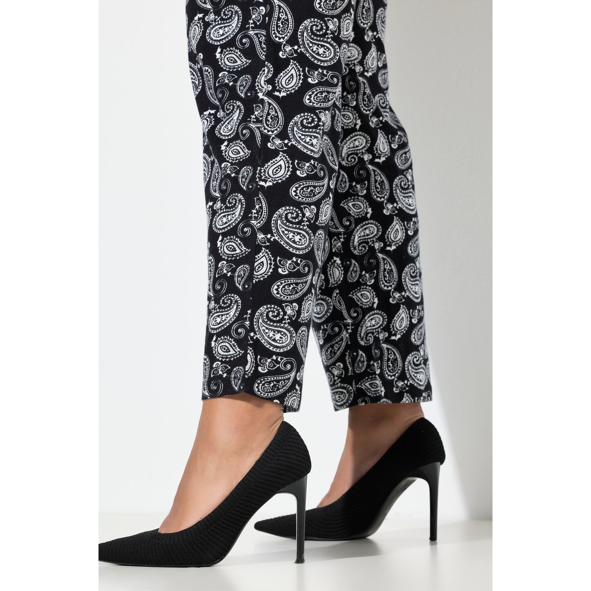 Pantalon en jersey, motif cachemire noir, ULLA POPKEN