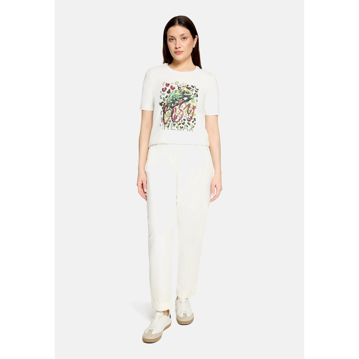 T-shirt basique à impression patch cream/green, BETTY BARCLAY