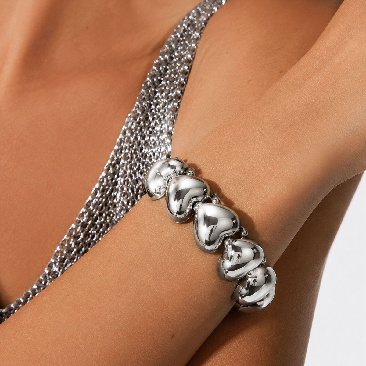 Bracelet cœurs NIWA argenté, HIPANEMA