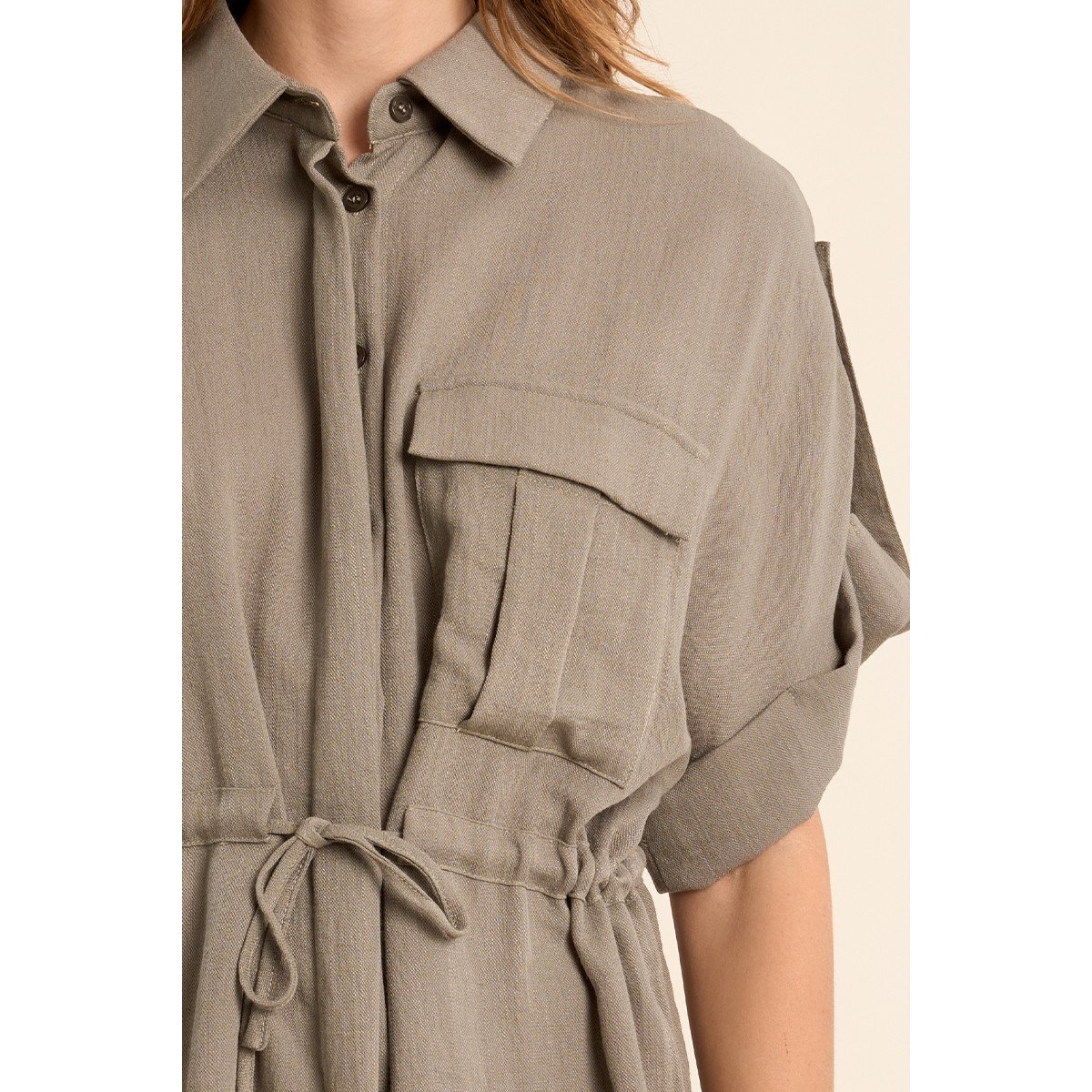 Chemisier Safari, nouable à la taille light khaki, MOLLY BRACKEN