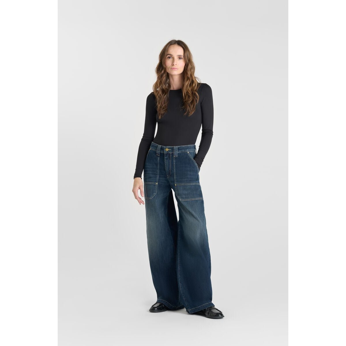 Jeans loose, large , longueur 34 blue, LE TEMPS DES CERISES