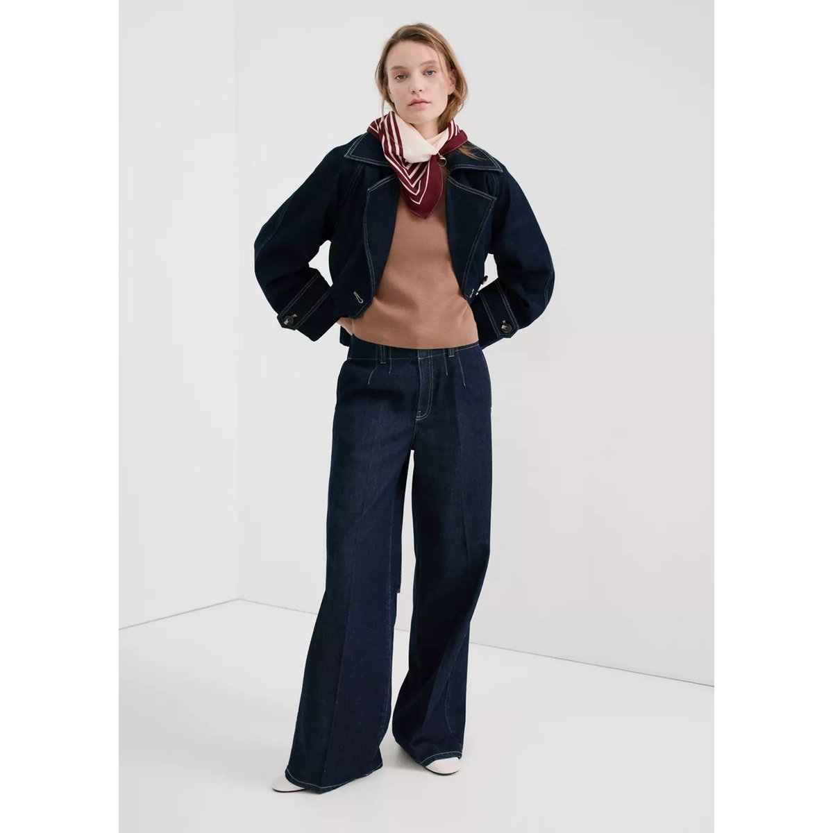 Jean large taille normale bleu, MANGO