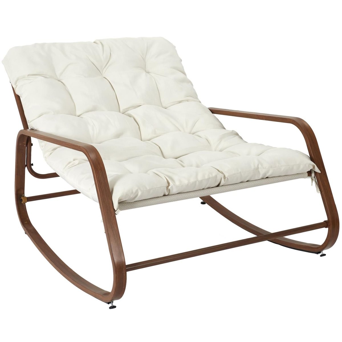 Fauteuil à bascule d'extérieur avec coussin MANDA blanc, THE HOME DECO FACTORY