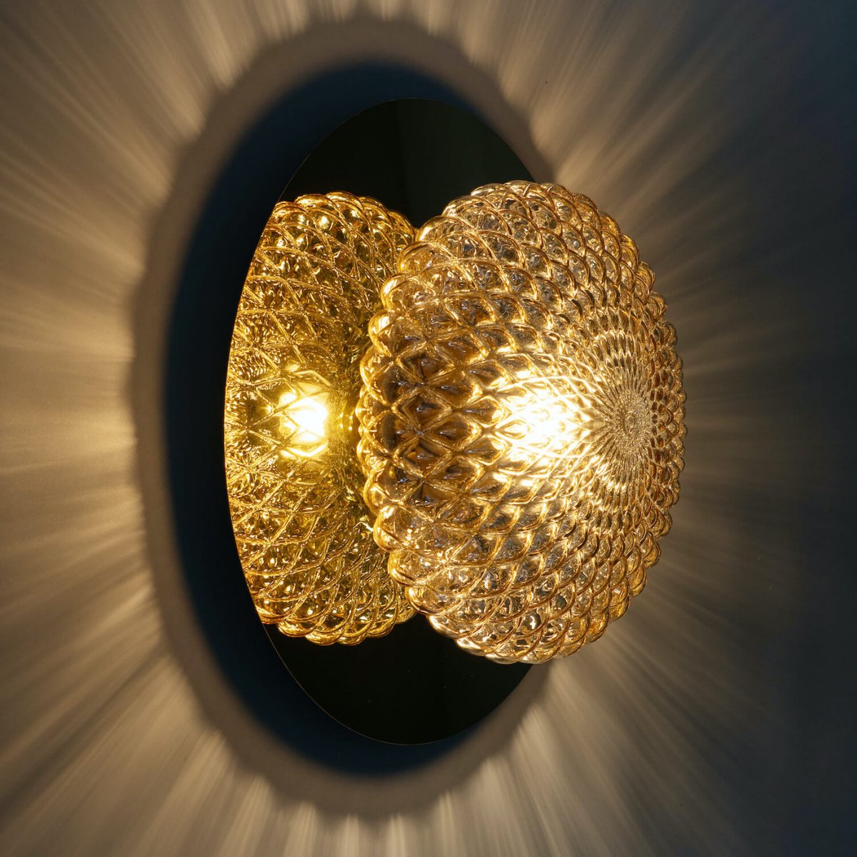 Plafonnier en verre et métal doré - MATERA ambré et doré, KOSILUM
