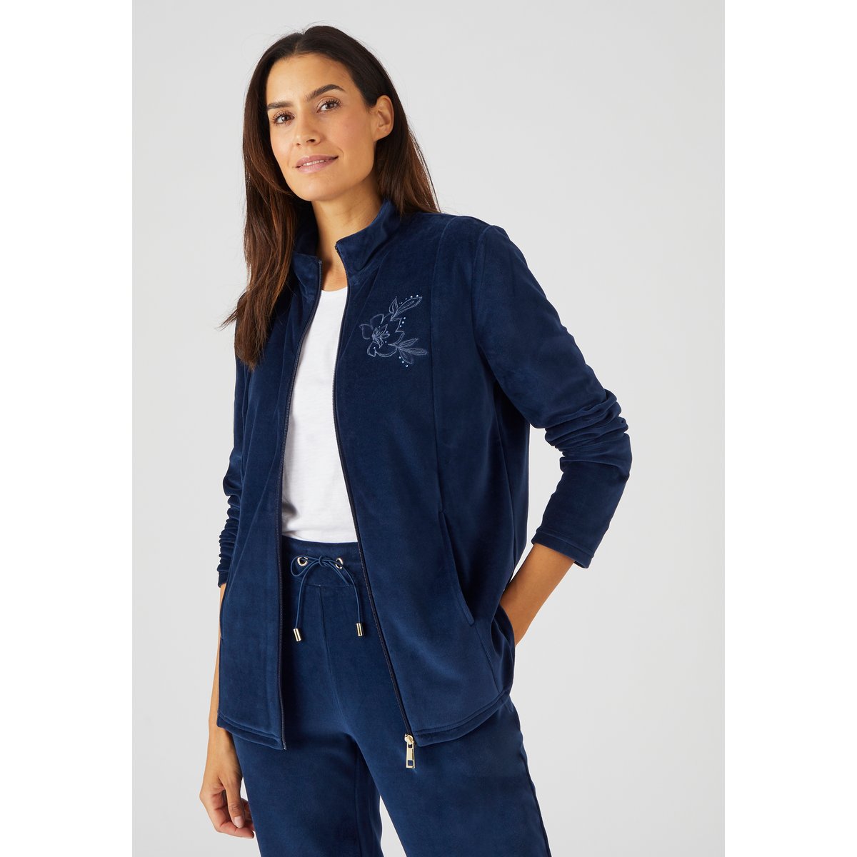 Ensemble de détente en maille velours bleu marine, DAMART