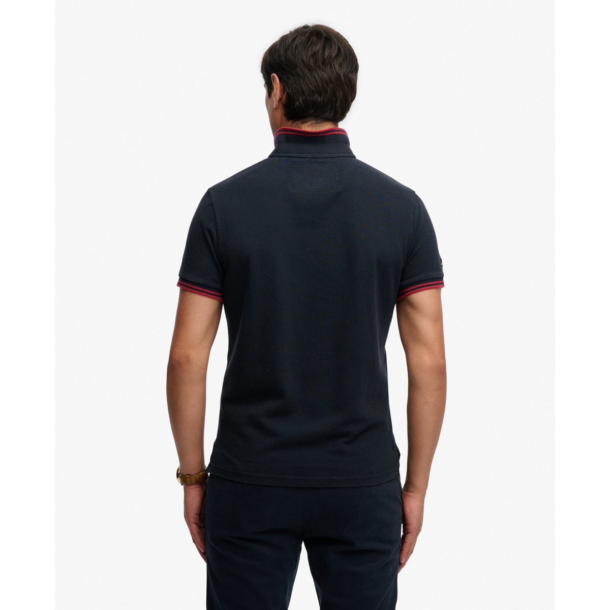 Polo Vintage Athletic Patch bleu marine éclipse, SUPERDRY