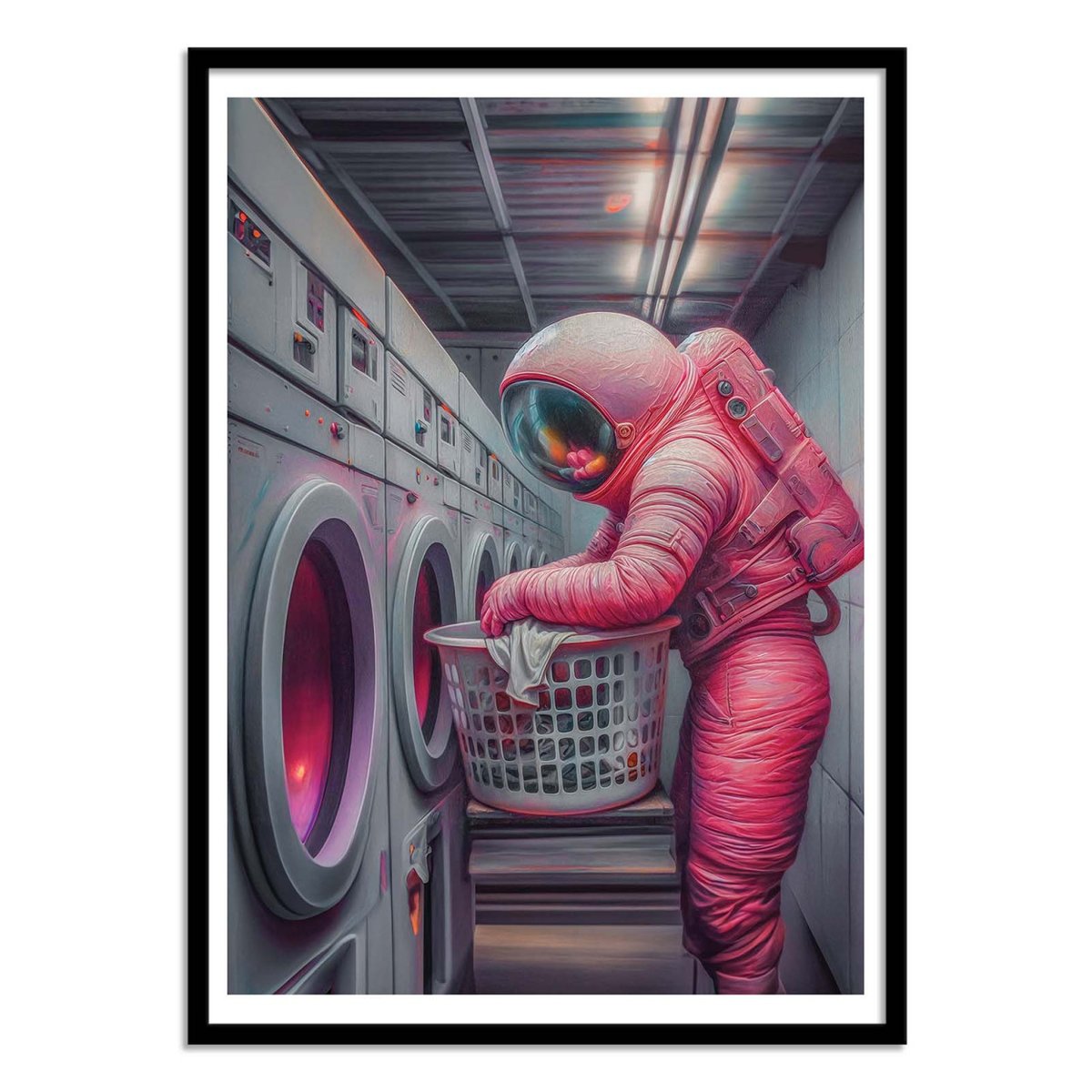Affiche d'art - Astronaut Doing Laundry - Baard Martinussen rose, WALL EDITIONS