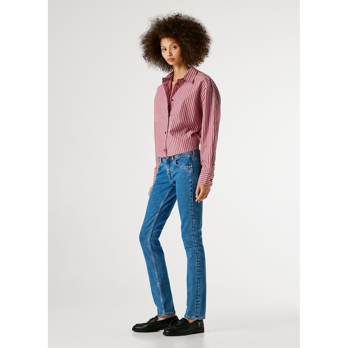 Jean slim taille basse VENUS stone wash bright blue, PEPE JEANS
