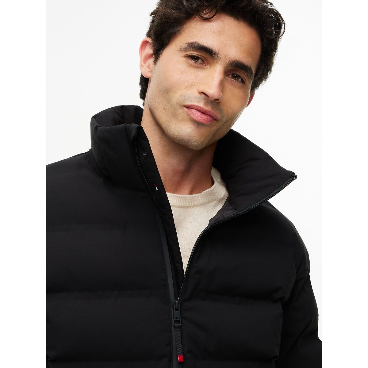 Piumino con cappuccio nero , TOMMY HILFIGER